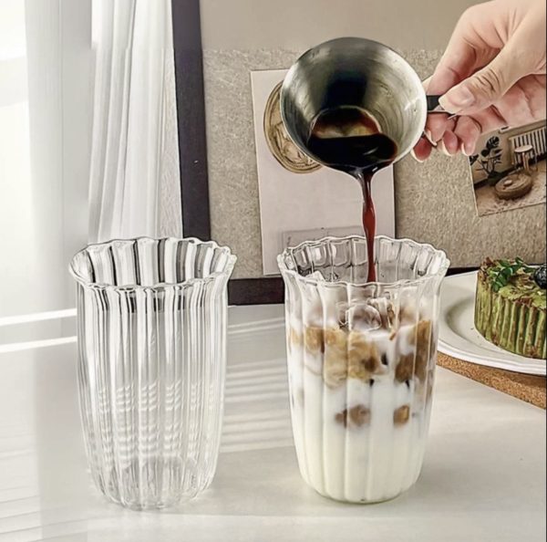 Vintage Vertical Striped High Borosilicate Glass Cup - Durable Transparent Drinkware - Image 5