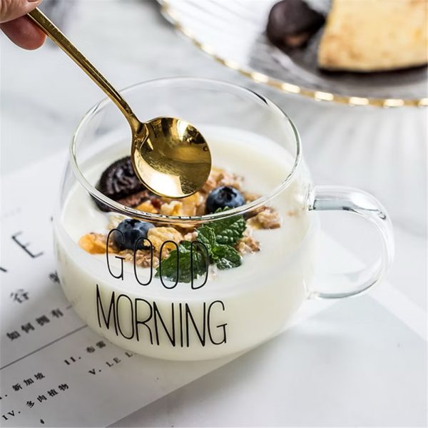 360ML Borosilicate Glass Mug with Handle – Heat-Resistant Breakfast Cup for Coffee, Milk Tea, Juice & Cocktails - Image 3