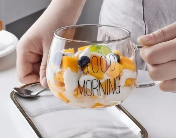360ML Borosilicate Glass Mug with Handle – Heat-Resistant Breakfast Cup for Coffee, Milk Tea, Juice & Cocktails - Image 4