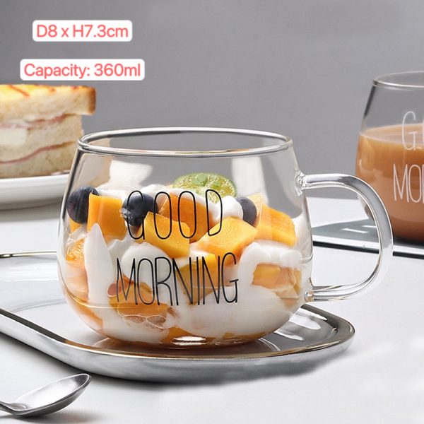 360ML Borosilicate Glass Mug with Handle – Heat-Resistant Breakfast Cup for Coffee, Milk Tea, Juice & Cocktails - Image 6