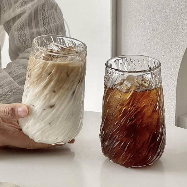 400ML Heat-Resistant Borosilicate Glass Mug – Ice Patterned Cup for Matcha, Juice, Coffee, and More - Image 2