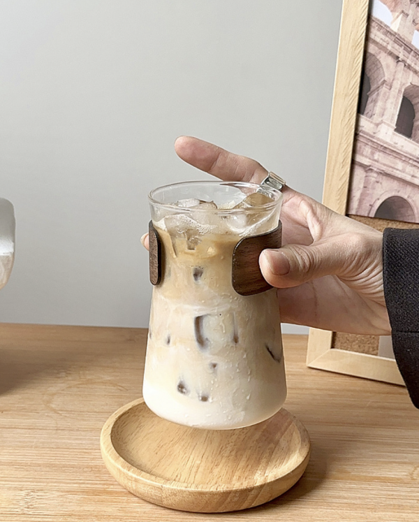 380ML Vintage Aesthetic Latte Cup – Borosilicate Glass Mug with Wood Grain Design for Matcha, Coffee & Hot Drinks - Image 8