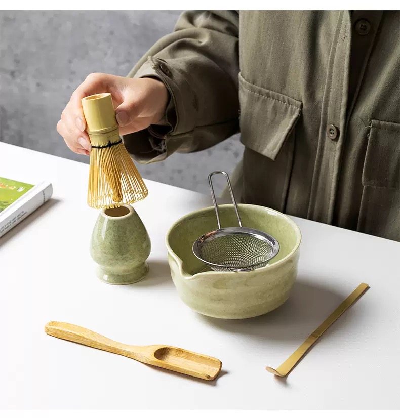Japanese Matcha Tea Ceremony Set Kit, 6Pcs, Matcha Bowl, Bamboo Whisk, Whisk Holder & Tea Scoop, Traditional Matcha Tea Making Accessories - Image 4