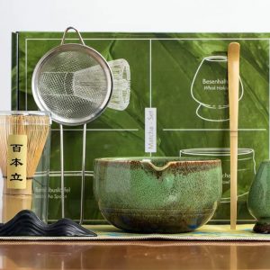 Japanese Matcha Tea Ceremony Set Kit, 7pcs, Matcha Bowl, Bamboo Whisk, Whisk Holder & Tea Scoop, Traditional Matcha Tea Making Accessories